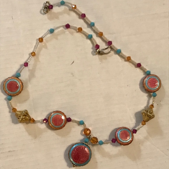 Jewelry - Feng Shui Shou pink choker necklace + jewelry box